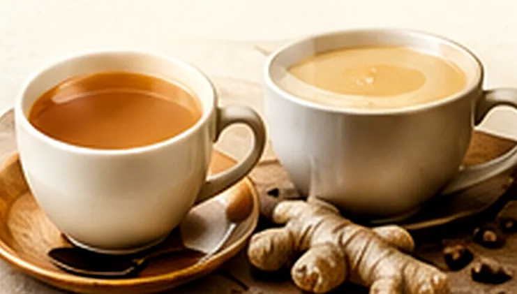 Two cups of milk tea with ginger